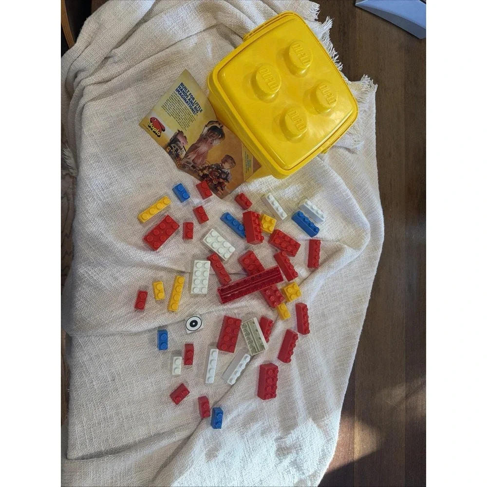 Vintage 1993 Lego Duplo Set Of 41 Legos, Yellow Bucket W/top And Original Ad